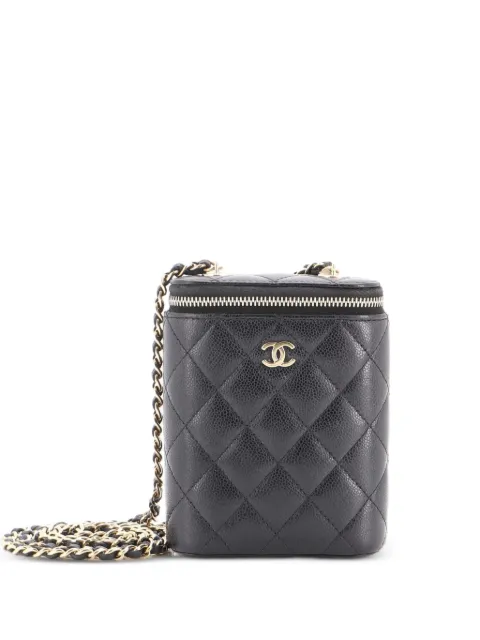 CHANEL Pre-Owned Vertical Classic Vanity Case with Chain Quilted Caviar Small shoulder bag Black W6X76XDKCMBPL9O0
