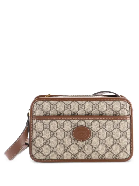 Gucci Pre-Owned Interlocking G Patch Camera Bag GG Coated Canvas Mini crossbody bag Brown U3FJZC8HWHAOM8QJ