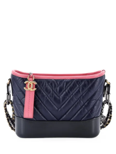 CHANEL Pre-Owned Gabrielle Hobo Chevron Aged Calfskin Small crossbody bag Blue U6CNHP60B4SS4H5B