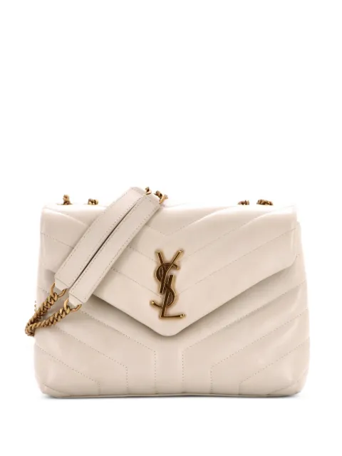 Saint Laurent Pre-Owned Loulou Matelasse Chevron Leather Small shoulder bag White UFSJGMDKLPSGGADS