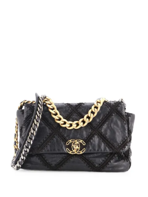 CHANEL Pre-Owned 19 Flap Bag Crochet Quilted Calfskin Large shoulder bag Black PP01NCMQNB76GOU8