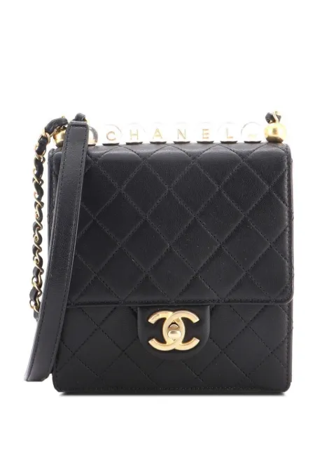 CHANEL Pre-Owned Chic Pearls Flap Bag Quilted Goatskin with Acrylic Beads Mini crossbody bag Black NDRP6OXKQE10MZW8