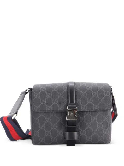 Gucci Pre-Owned Front Buckle Web Messenger Bag GG Coated Canvas Mini crossbody bag Black GY0SALZ1VQURNHOL
