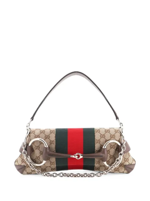 Gucci Pre-Owned Horsebit NM Web Chain Clutch GG Canvas Medium shoulder bag Brown HYNA7K622ZBWFKHK