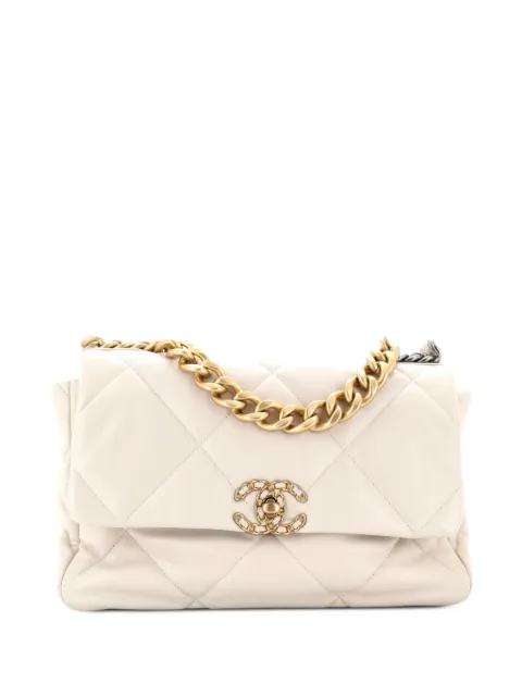CHANEL Pre-Owned 19 Flap Bag Quilted Leather Large crossbody bag Neutrals EFLNYN6Q3DU9QNB6
