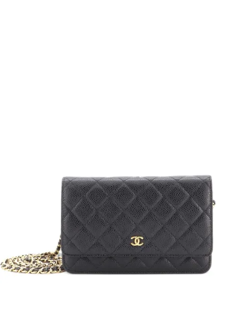 CHANEL Pre-Owned Wallet on Chain Quilted Caviar crossbody bag Black 9MAMOBWPNU3WDV48