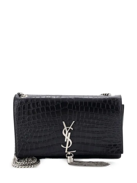 Saint Laurent Pre-Owned Classic Monogram Tassel Crocodile Embossed Leather Medium crossbody bag Black 9Z5AZQ5E5NIGWNLV