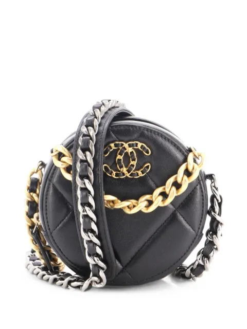 CHANEL Pre-Owned 19 Round with Chain Quilted Leather clutch bag Black 3EDMER90R88EKM77
