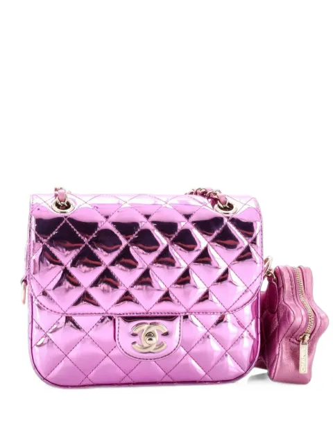 CHANEL Pre-Owned Hollywood Boulevard Square Flap Bag with Star Coin Purse Quilted Metallic Leather Mini shoulder bag Pink 07QBZ916FWXDAABI