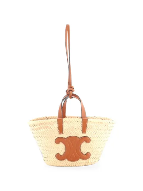 Celine Pre-Owned Triomphe Basket Raffia with Leather Teen shoulder bag Neutrals OQL2ZSWDBJDWBWHM
