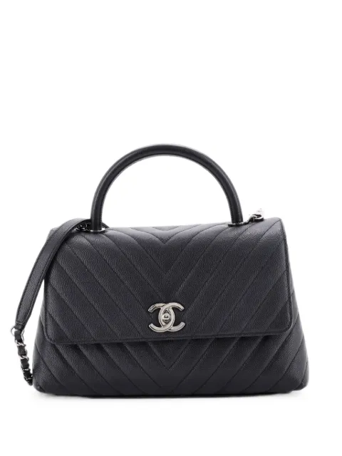 CHANEL Pre-Owned Coco Top Handle Bag Chevron Caviar Small satchel Black IXM0DUV4RRNRN2ZO