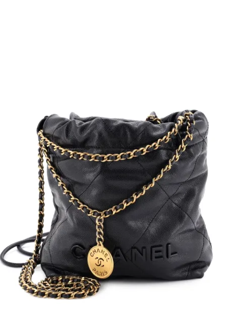CHANEL Pre-Owned 22 Chain Quilted Caviar Mini hobo bag Black JGLFHLLTS0F76PTV