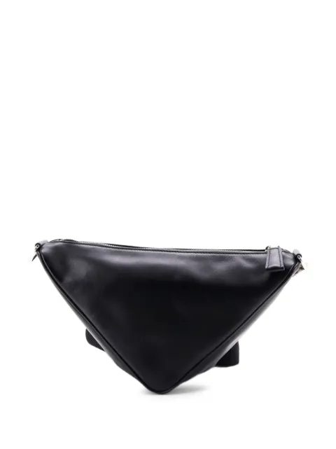 Prada Pre-Owned Triangle Logo Zip Soft Leather Small crossbody bag Black EG5PPQ8UV9ISHJMW