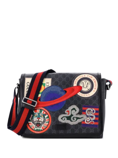 Gucci Pre-Owned Night Courrier Flap Messenger GG Coated Canvas with Applique Large crossbody bag Black AP40W7KZNRP6TOUR