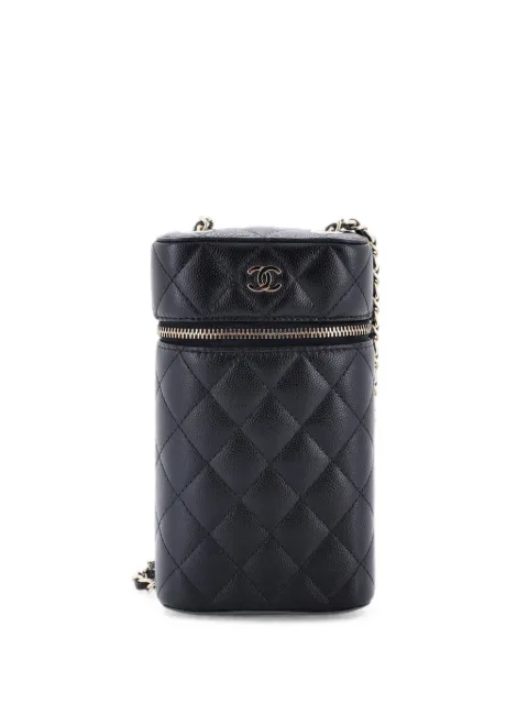 CHANEL Pre-Owned Classic Vanity Phone Holder with Chain Quilted Caviar clutch bag Black 87RUUX787O425B4Q