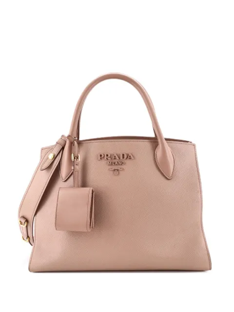 Prada Pre-Owned Monochrome Saffiano with City Calf Medium tote bag Neutrals 89XRYAEICTVGQL5F