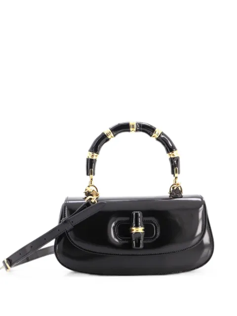Gucci Pre-Owned Bamboo Diva Top Handle Bag Polished Leather Medium satchel Black 4AE7D284MOEX788I