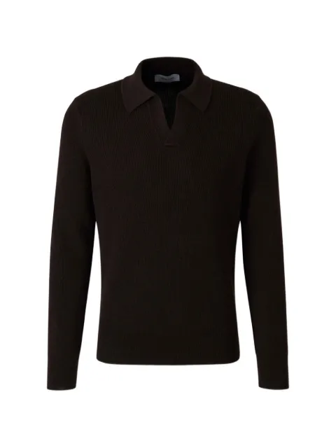 Gran Sasso ribbed-knit V-neck sweater Brown 5712014263