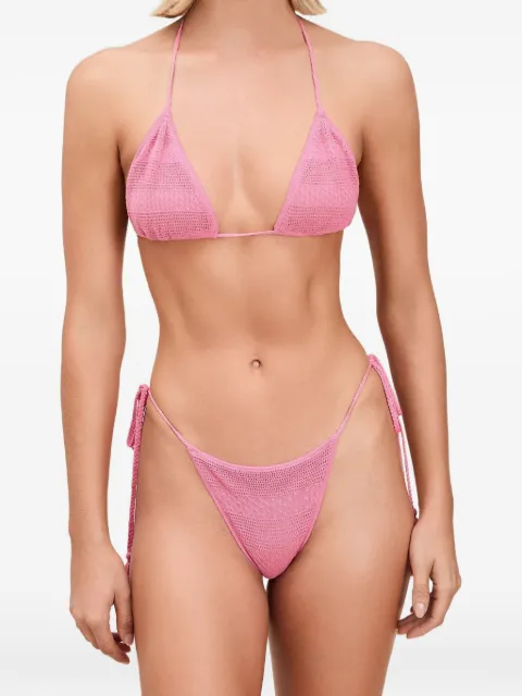 Devon Windsor tassel-detail cable-knit bikini Pink HSU26737B