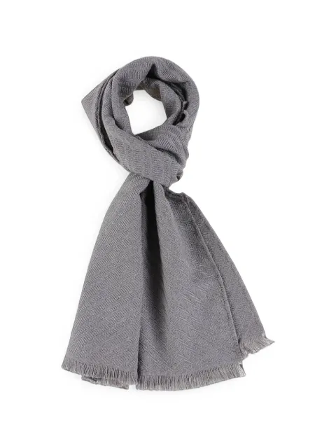 Emporio Armani herringbone-pattern frayed scarf Grey EM007074AF28992