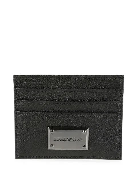 Emporio Armani logo-plaque pebbled cardholder Black EM007046AF1