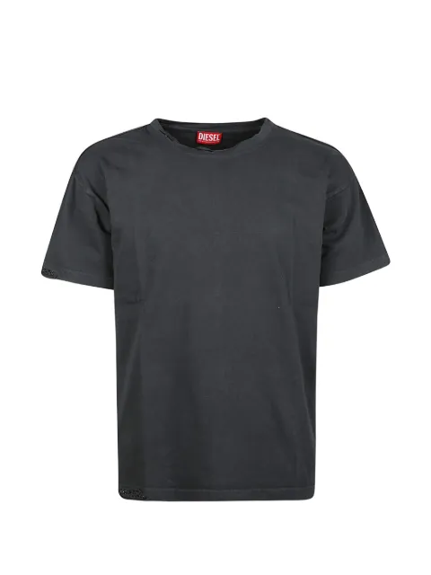 Diesel T-shirt with frayed edges and crystal details Black A232350PKBN