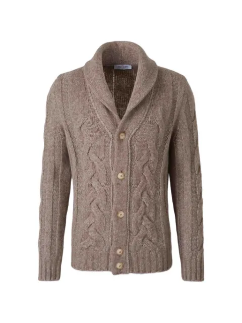 Gran Sasso cable-knit shawl-collar cardigan Brown 1018919107