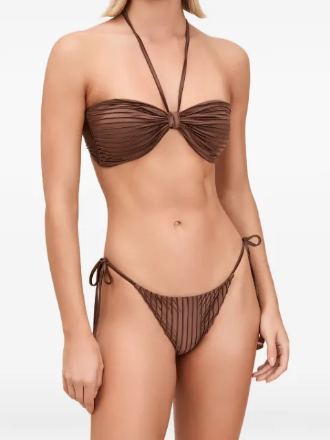 Devon Windsor Raisa pleated halterneck bikini top Brown HSU26740T