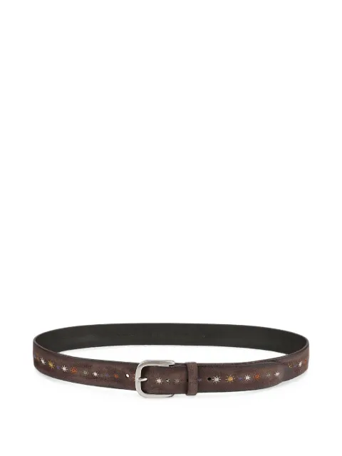 Orciani star-embroidered calf leather belt Brown U08430