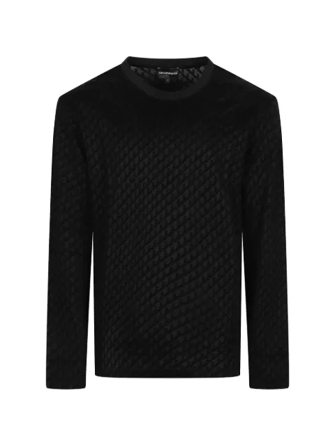 Emporio Armani logo-jacquard long-sleeve T-shirt Black EM007338AF10017