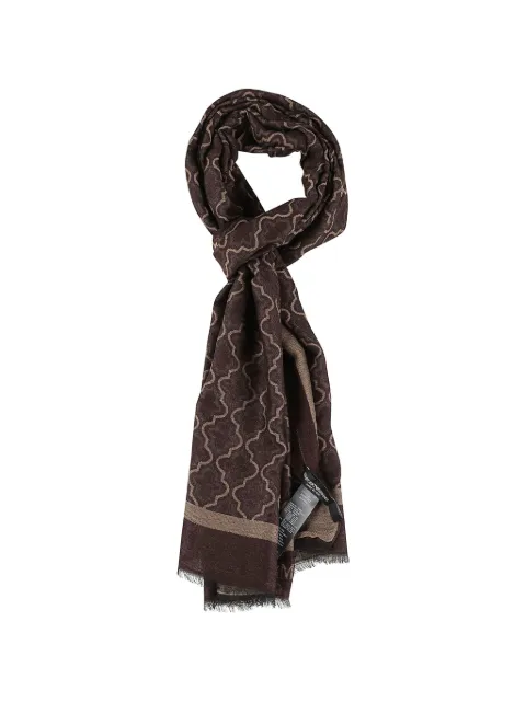 Emporio Armani geometric-pattern fringed scarf Brown EM007073AF28991