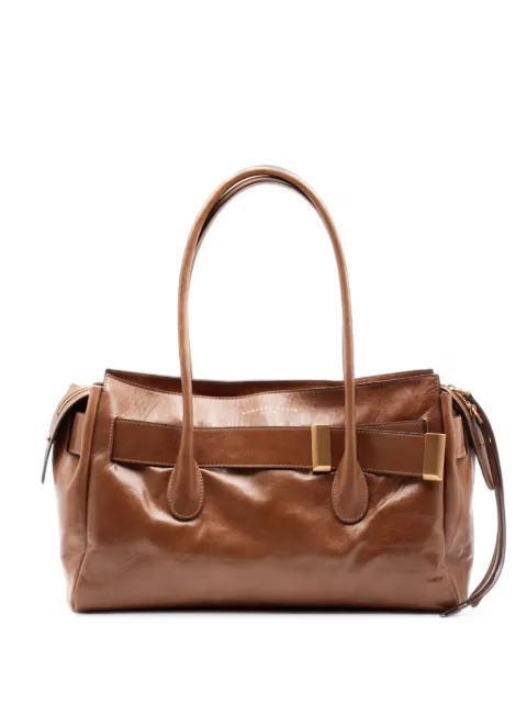 Roberto Festa Emeralda glossy-leather strap-embellished tote bag Brown EMERALDAFRENCHWESTSAFARI