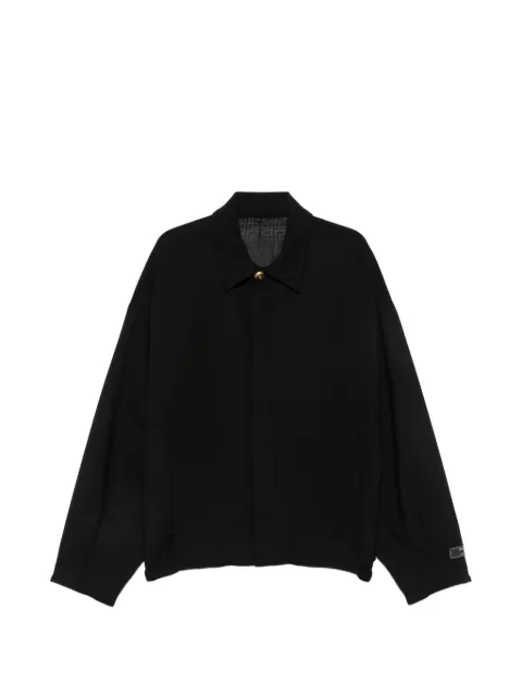 Balmain logo-button spread-collar jacket Black HH1TE190WD67