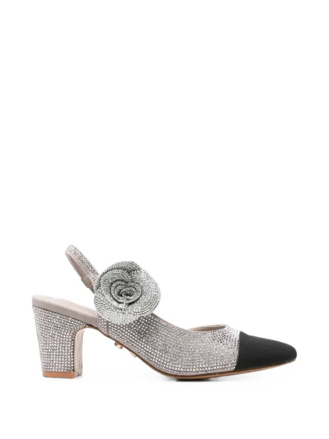TWENTY FOURHAITCH crystal-embellished floral-detail pumps Silver S0207ARG62AARGENTO