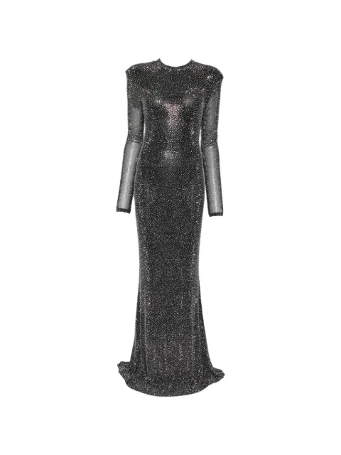 TWENTY FOURHAITCH crystal-embellished long-sleeve maxi dress Black A0174NAR62A