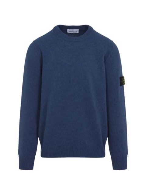 Stone Island logo-patch crew-neck sweater Blue L2S155100072S00A3