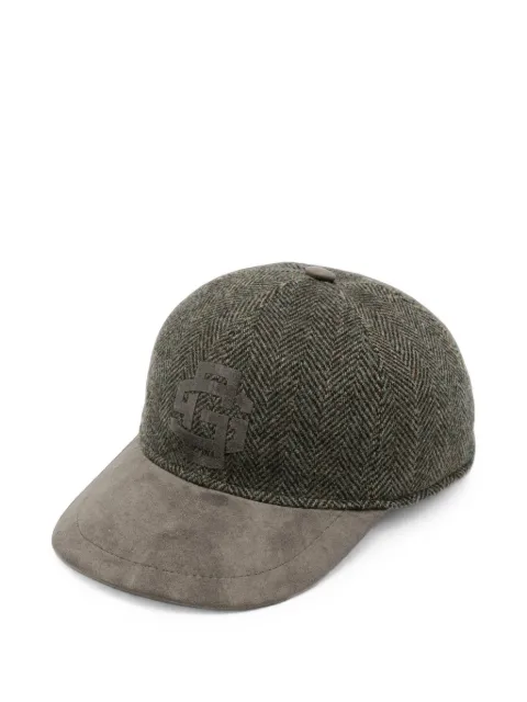 Gran Sasso herringbone-pattern logo-patch cap Grey 8510562810470