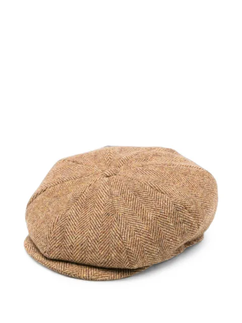 Gran Sasso herringbone-pattern wool flat beret Brown 8510662812150