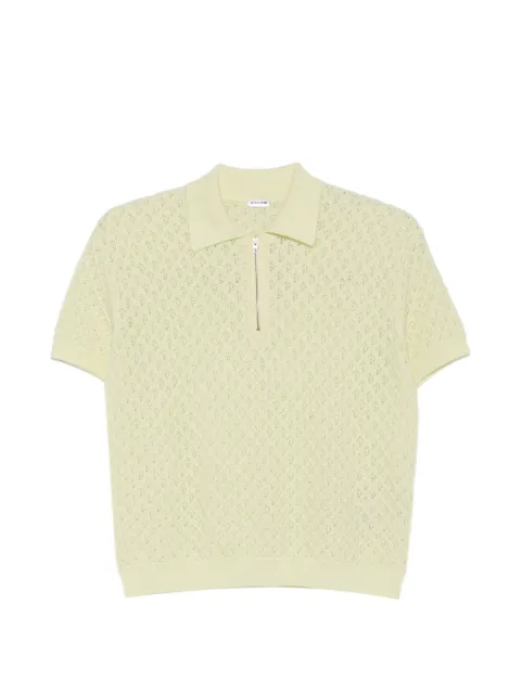 Jil Sander pointelle-knit polo shirt Yellow J02GL0118J14863