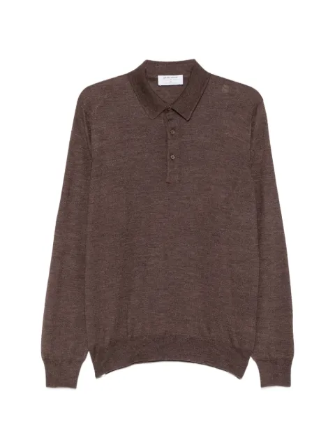 Gran Sasso button-collar long-sleeve sweater Brown 5713213190235