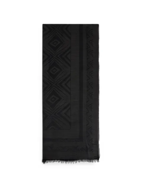 Alberta Ferretti geometric-print frayed-edge scarf Black A33116669