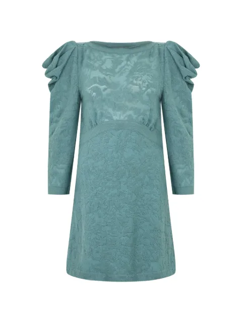 Alberta Ferretti ruffled-sleeve virgin wool mini dress Blue A04866600