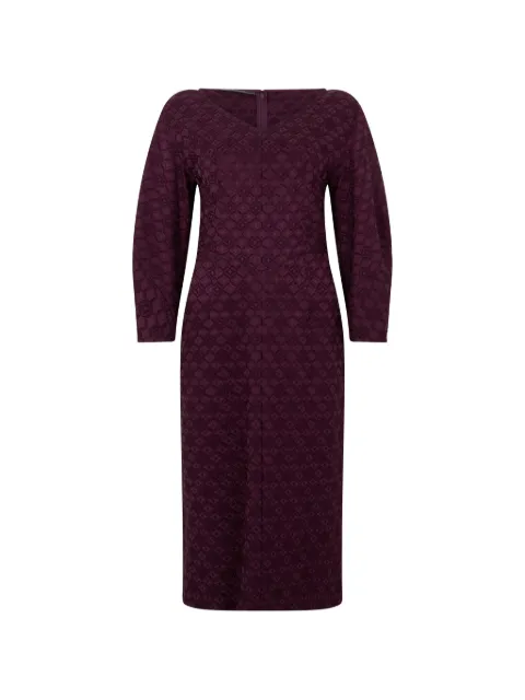 Alberta Ferretti geometric-pattern long-sleeve midi dress Red A04595134
