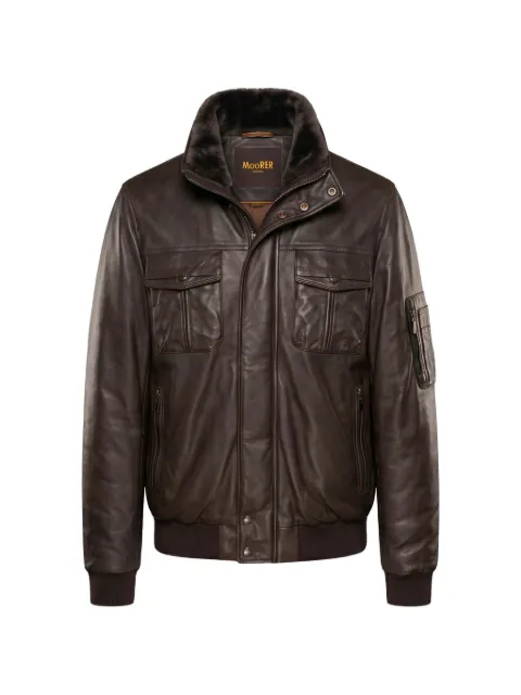 Moorer bomber leather jacket Brown IAGOPE4