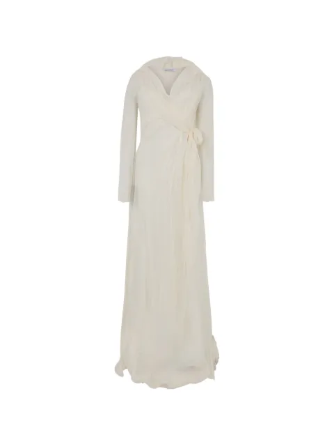 Alberta Ferretti draped long-sleeve maxi dress White A04306614