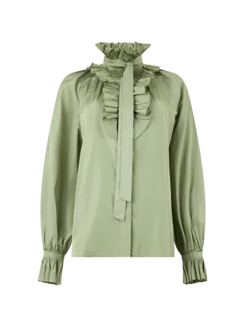 Alberta Ferretti ruffled high-neck blouse Green A02156620