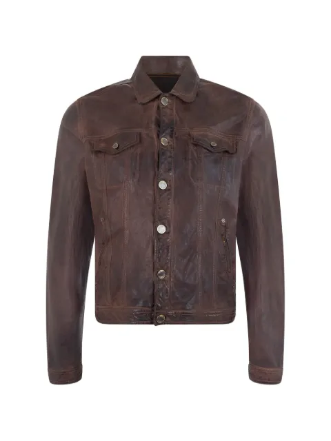 Moorer button-up leather jacket Brown LOVEREPE2