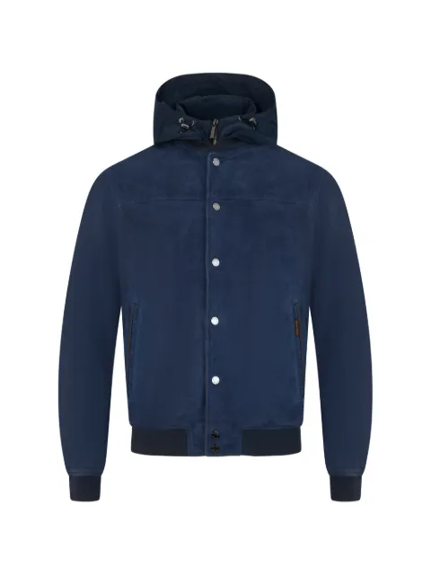 Moorer Darren-Ur hooded button-up leather jacket Blue DARRENUR