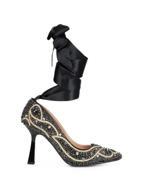 Alberta Ferretti bead-embellished ankle-tie pumps Black A60158257