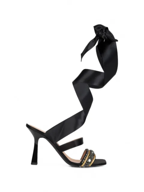 Alberta Ferretti embellished spiral-strap heeled sandals Black A63058257